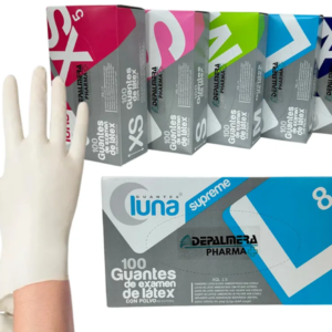 Guantes de látex sin polvo Talla S. Caja de 100 unidades