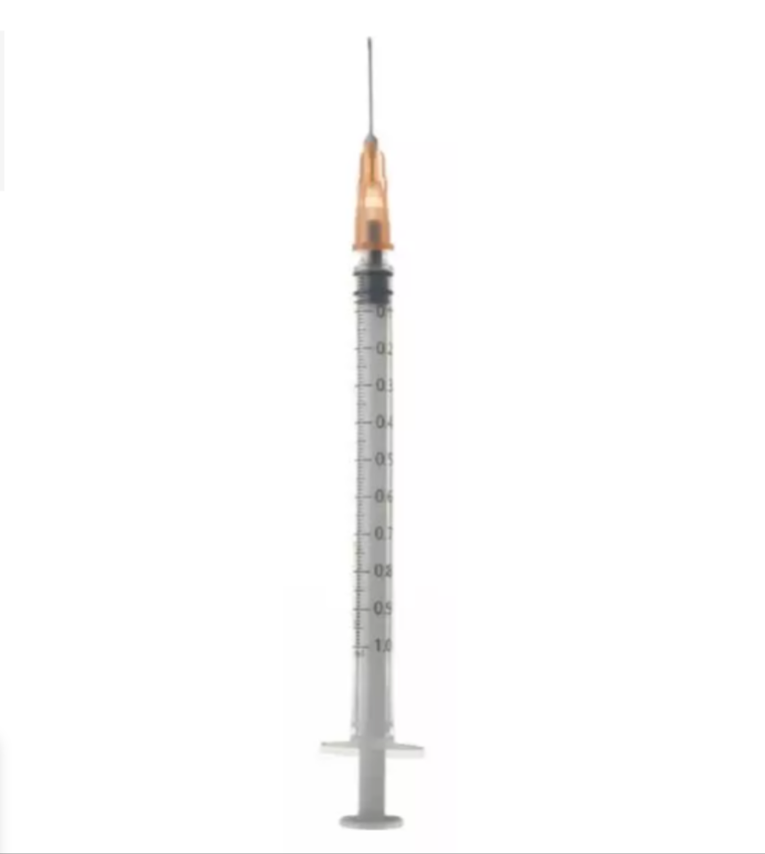 Jeringa sin residuo 1 ml para TB. Aguja 0,5 x 16 mm. ICO PLUS 3. Caja de 100