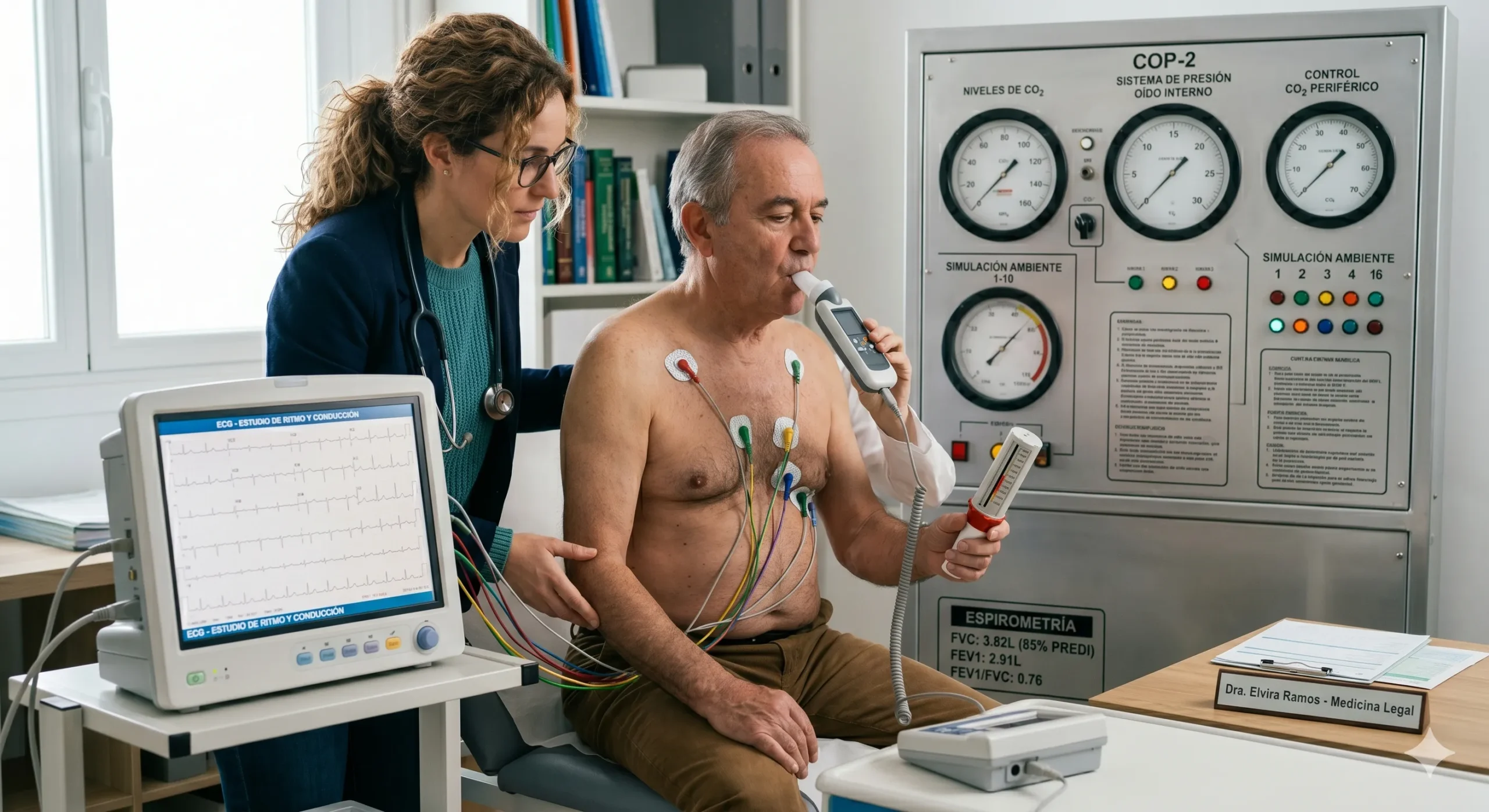 Espirometría, Electrocardiograma, Peak Flow y CO PPM